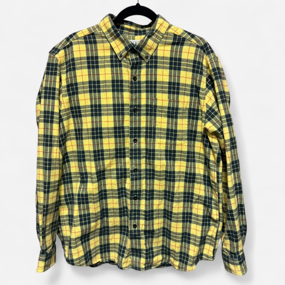 L.L. Bean Yellow and Black Plaid Casual Shirt